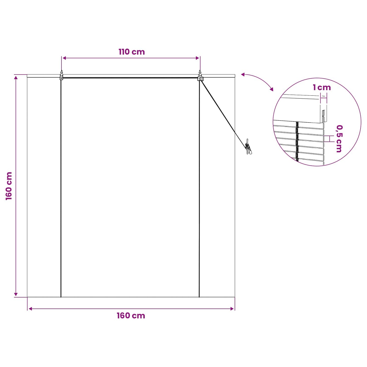 vidaXL Ρόλερ (στόρι) Φυσικό 160 x 160 cm Μπαμπού