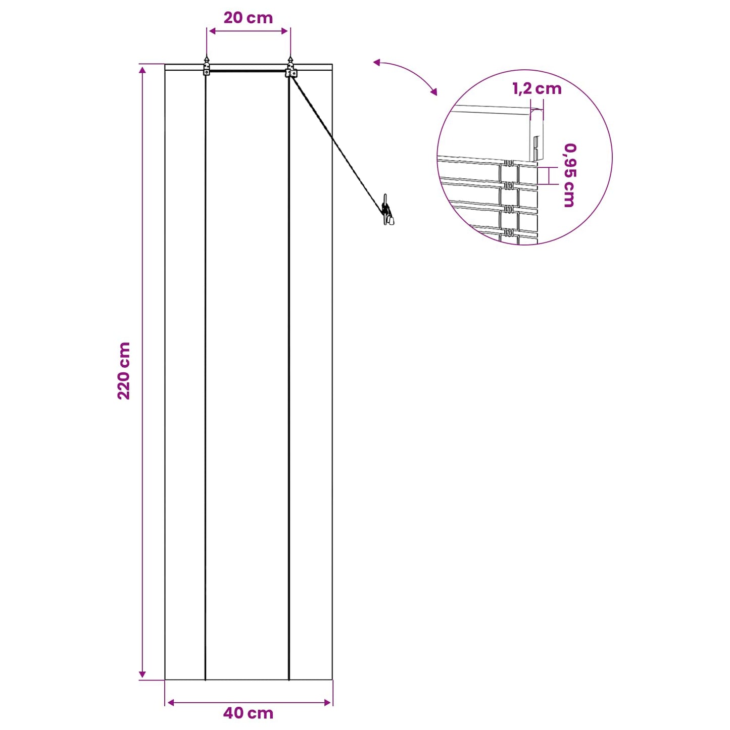 vidaXL Ρόλερ (στόρι) Φύση 40 x 220 cm Μπαμπού