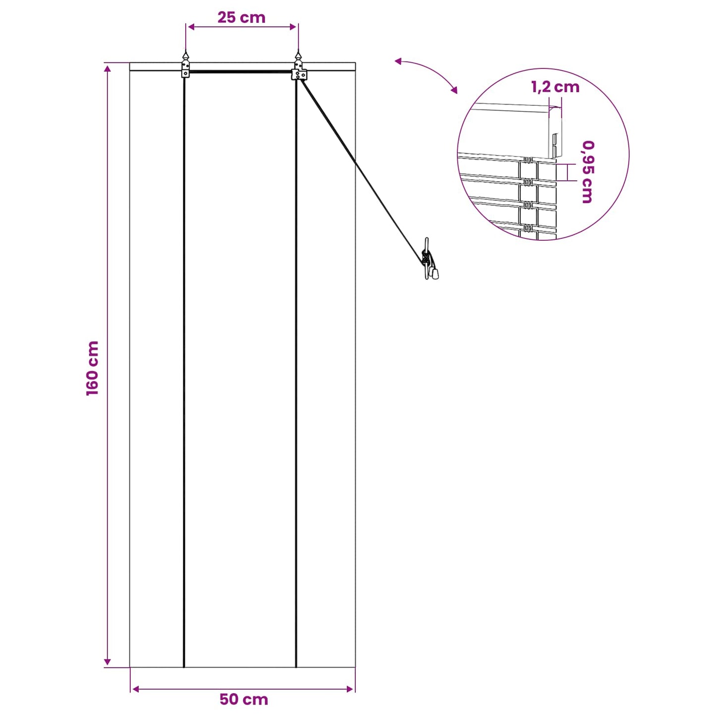 vidaXL Ρόλερ (στόρι) Φύση 50 x 160 εκ. Μπαμπού