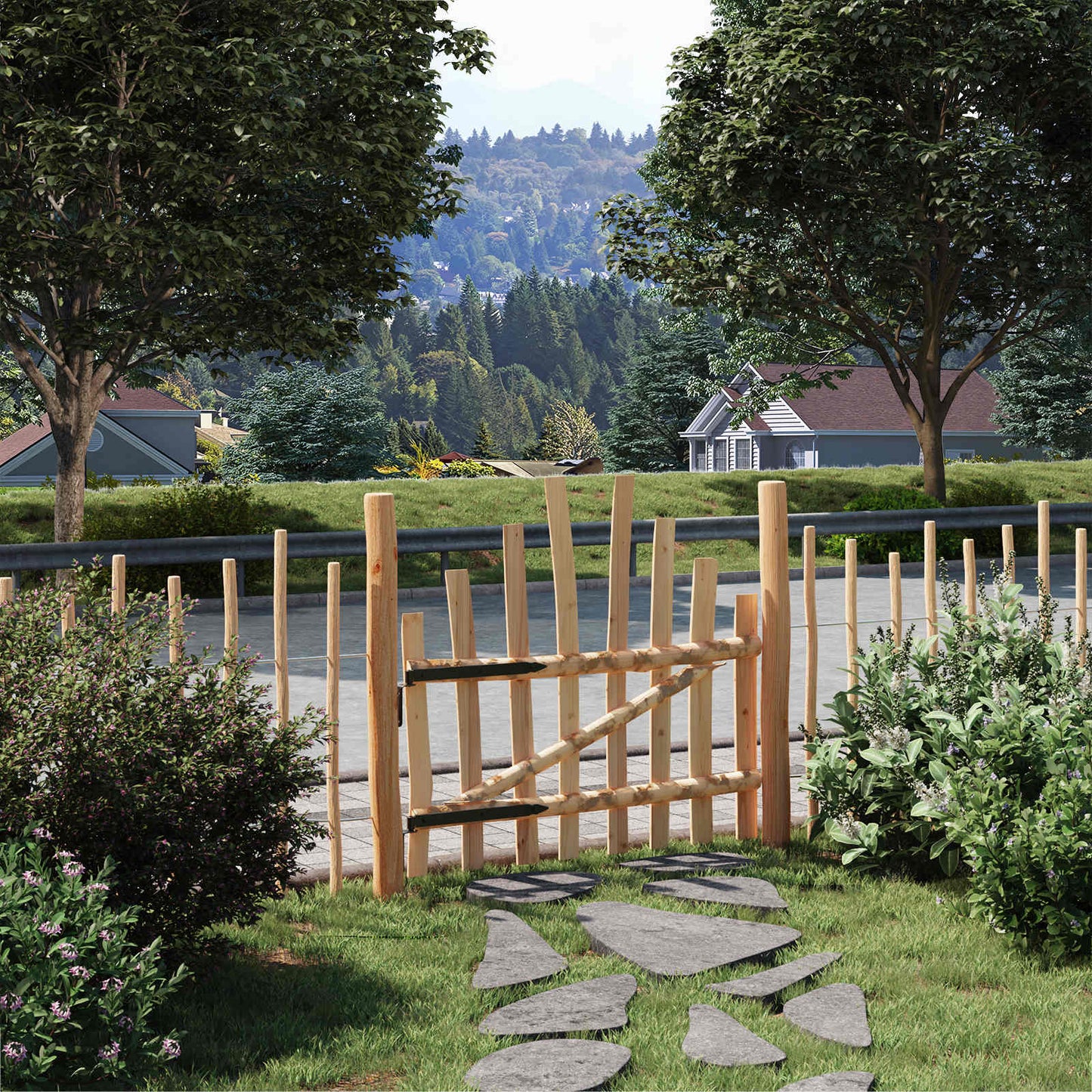 vidaXL Αψιδωτή Πύλη Φράχτη 100 x 90 cm Εμποτισμένο Ξύλο Φουντουκιάς
