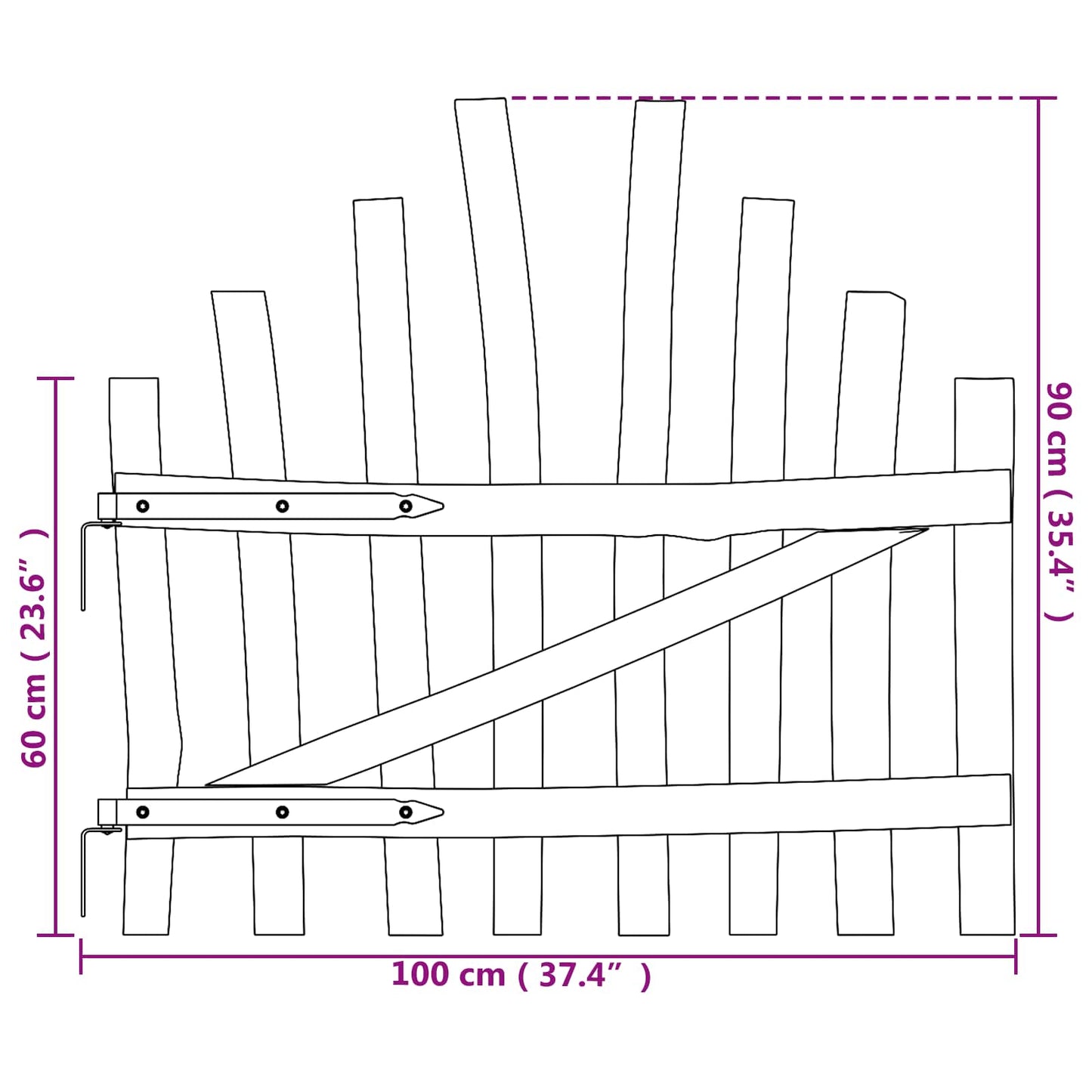 vidaXL Αψιδωτή Πύλη Φράχτη 100 x 90 cm Εμποτισμένο Ξύλο Φουντουκιάς
