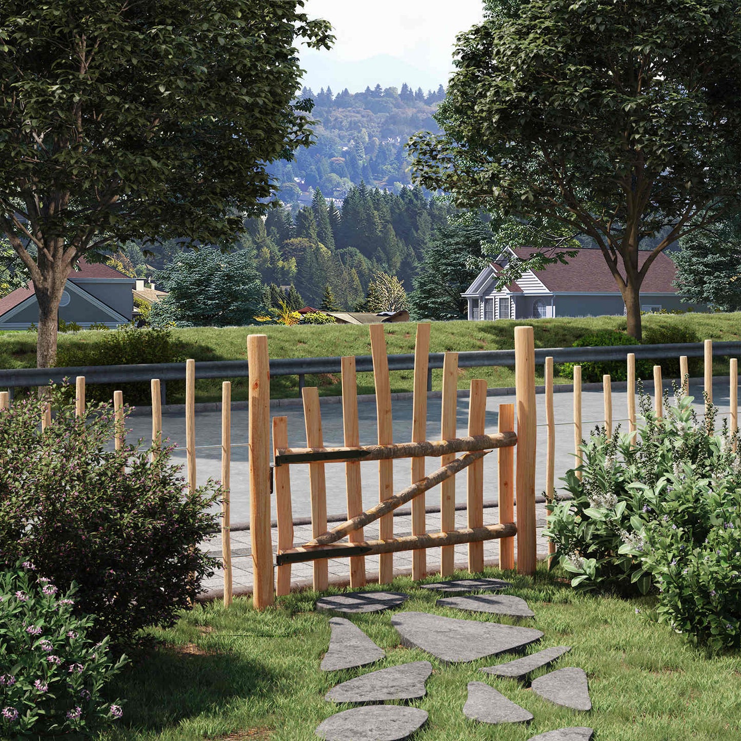 vidaXL Αψιδωτή Πύλη Φράχτη 100 x 90 cm Εμποτισμένο Ξύλο Φουντουκιάς