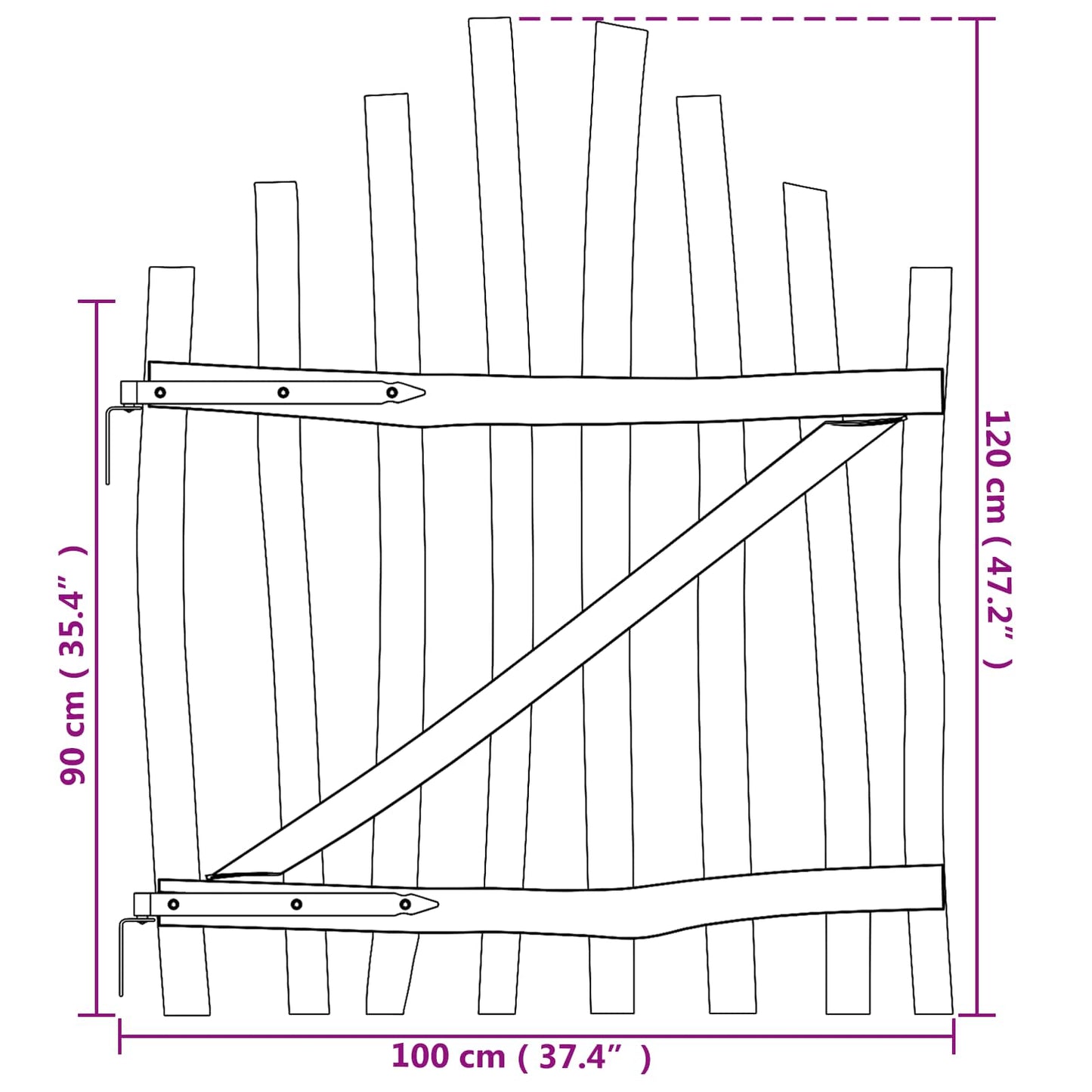vidaXL Αψιδωτή Πύλη Φράχτη 100 x 120 cm Εμποτισμένο Ξύλο Φουντουκιάς