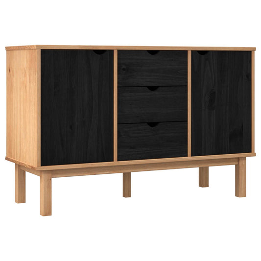 vidaXL Πλαϊνό γραφείο OTTA Μαύρο 113,5 x 43 x 73 εκ. Μασίφ Ξύλο Πεύκου