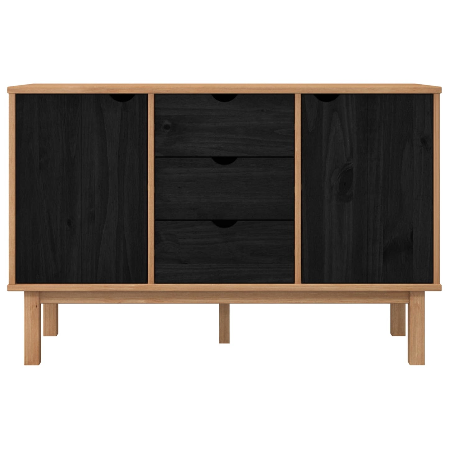 vidaXL Πλαϊνό γραφείο OTTA Μαύρο 113,5 x 43 x 73 εκ. Μασίφ Ξύλο Πεύκου
