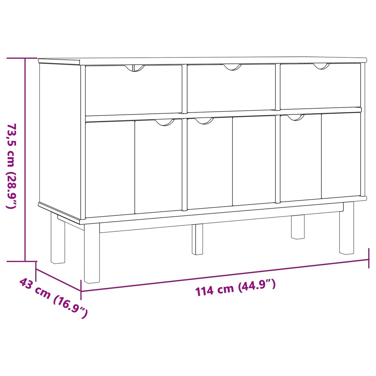 vidaXL Πλαϊνό γραφείο OTTA Καφέ και Μαύρο 114 x 43 x 73,5 εκ