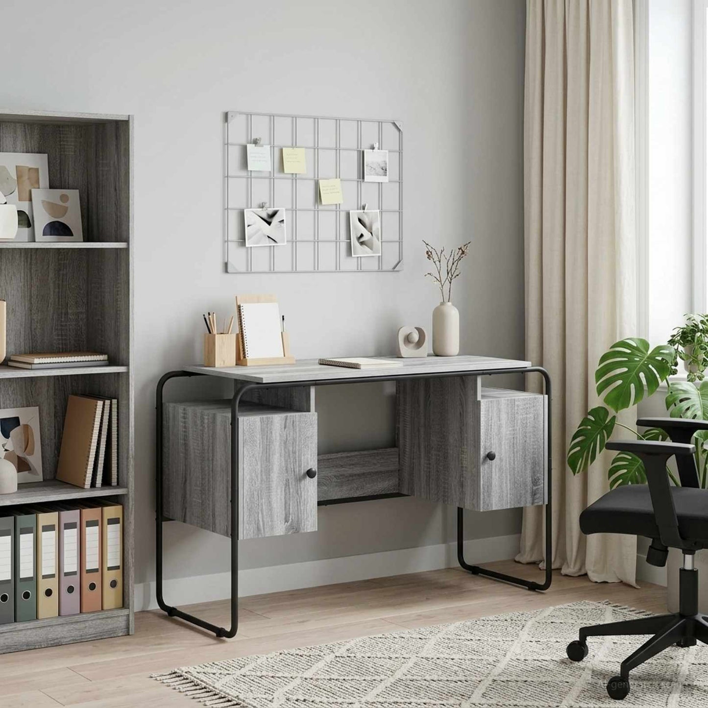 vidaXL Γραφείο με αποθηκευτικό χώρο Γκρι Sonoma 120 x 50,5 x 75,5 εκ.