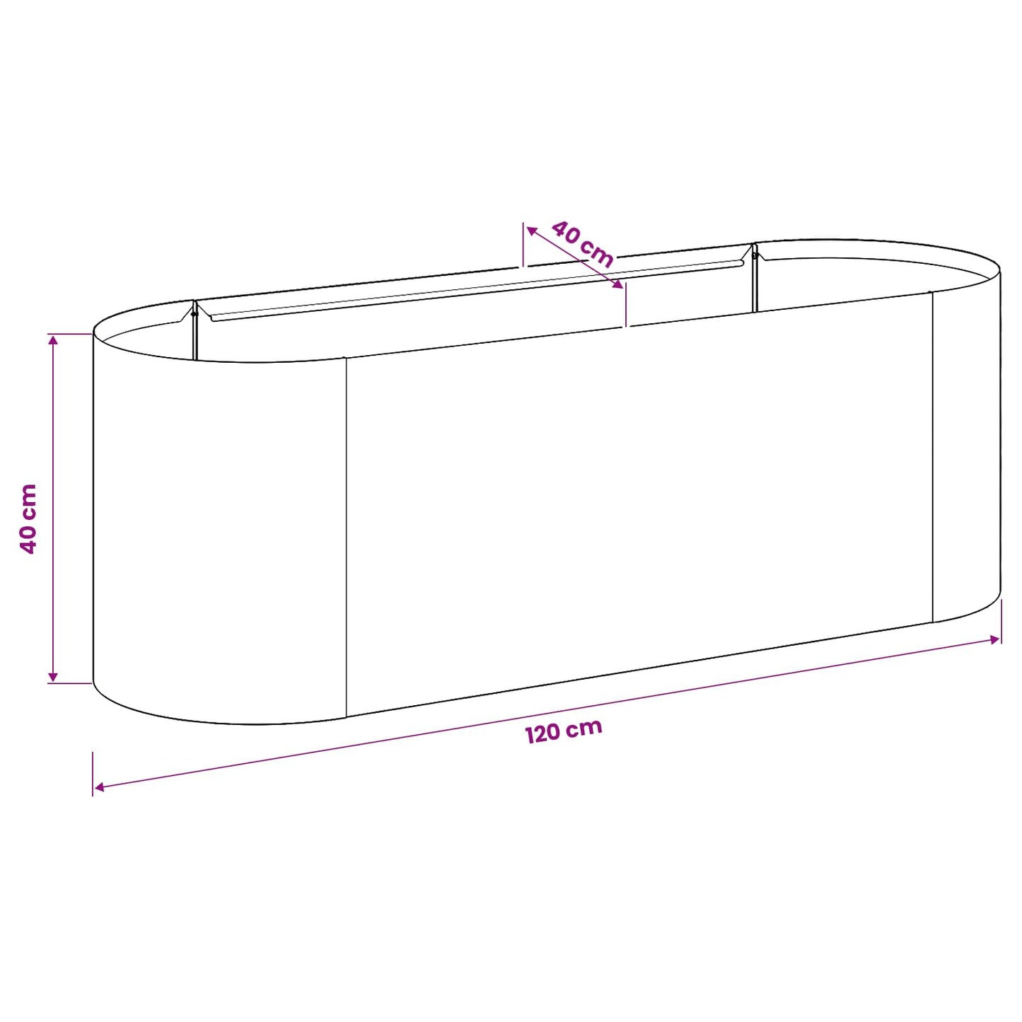 vidaXL Υψωμένο Κρεβάτι Κήπου Ανοξείδωτο Ατσάλι 120 x 40 x 40 εκ