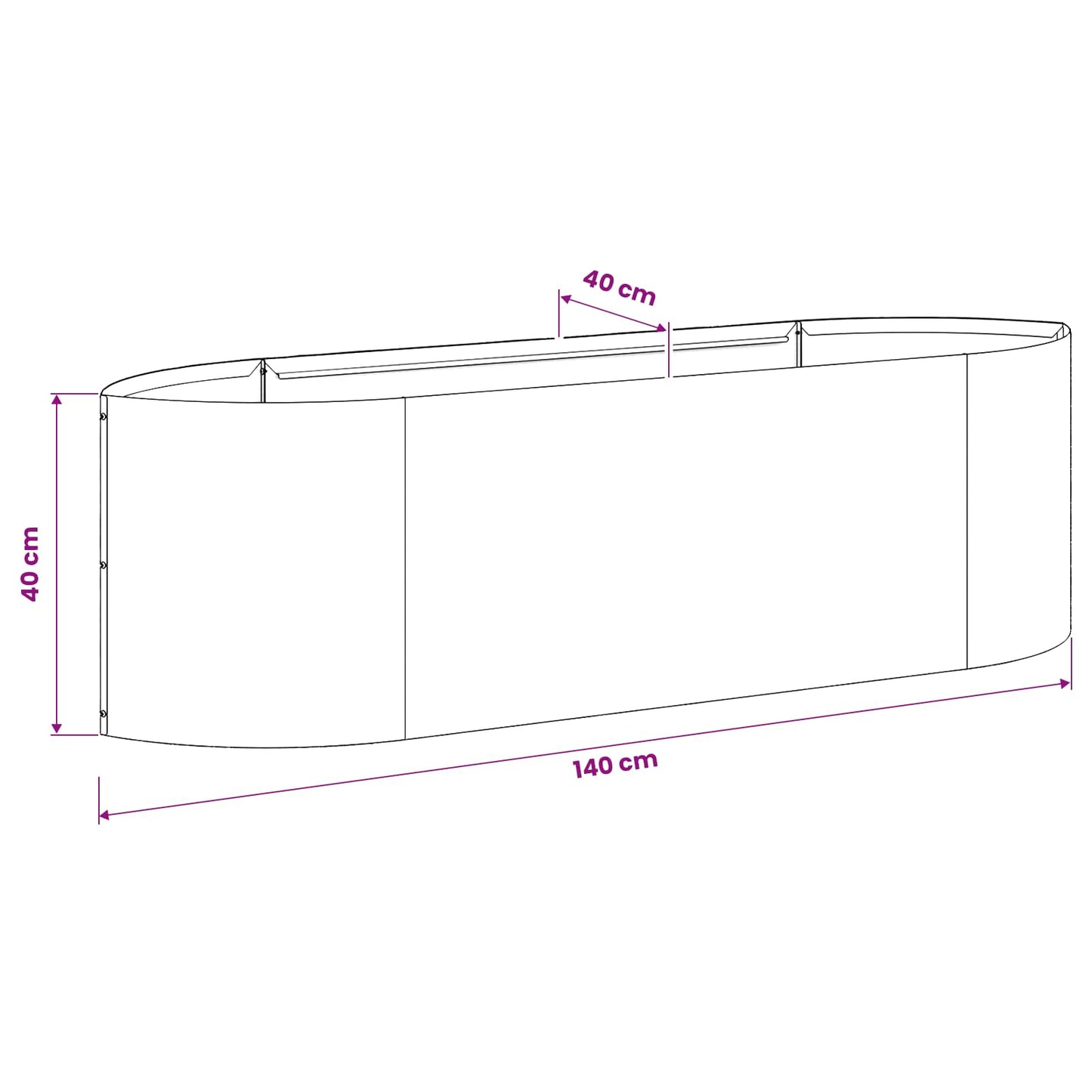 vidaXL Υψωμένο Κρεβάτι Κήπου Μαύρο 140 x 40 x 40 εκ Ατσάλι