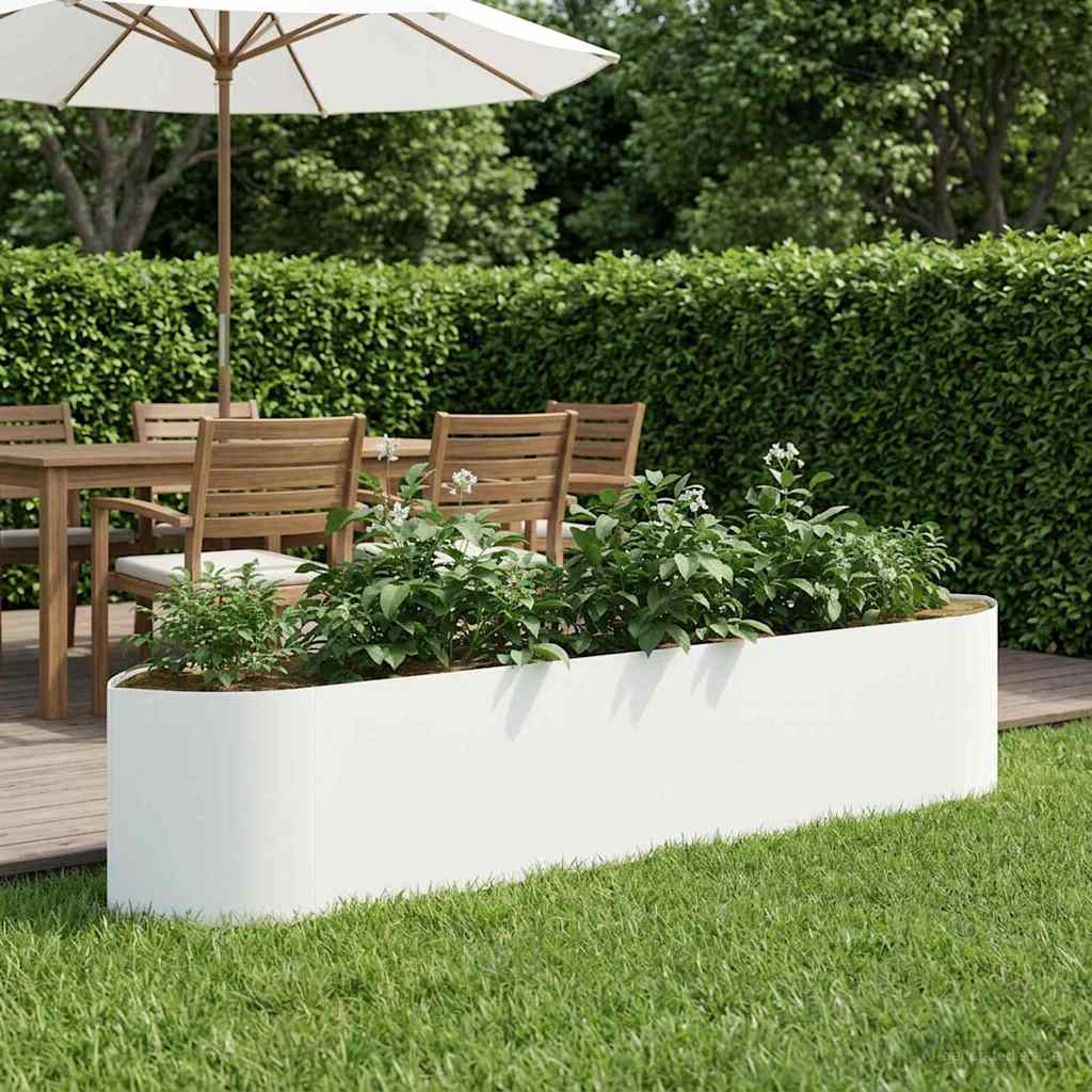 vidaXL Υψωμένο Κρεβάτι Κήπου Λευκό 220 x 40 x 40 εκ Ατσάλι