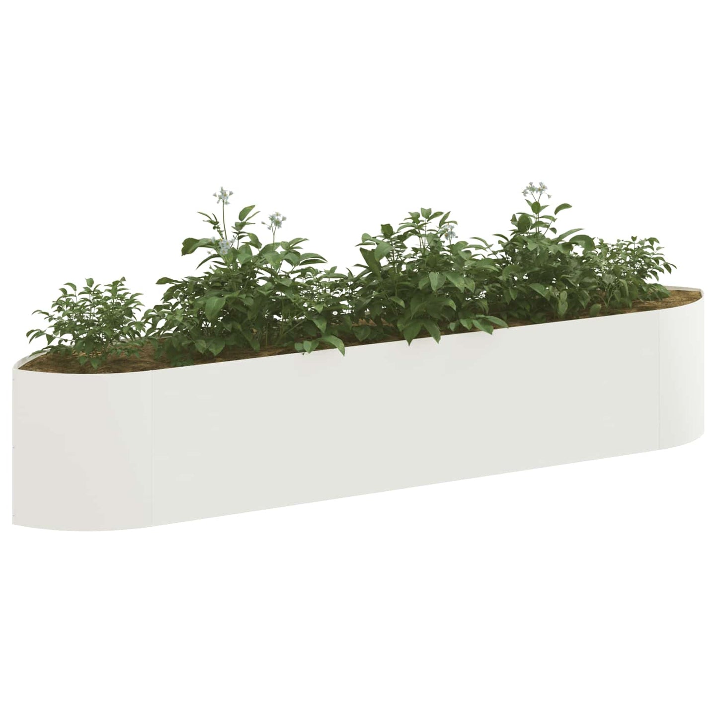 vidaXL Υψωμένο Κρεβάτι Κήπου Λευκό 220 x 40 x 40 εκ Ατσάλι