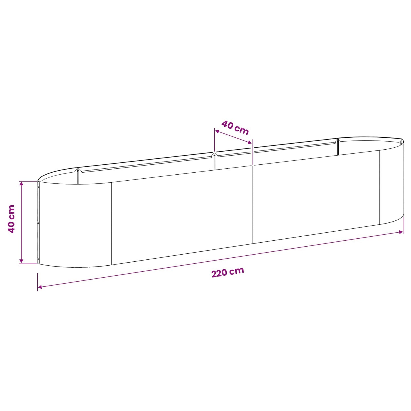 vidaXL Υψωμένο Κρεβάτι Κήπου Λαδί 220 x 40 x 40 εκ Ατσάλι