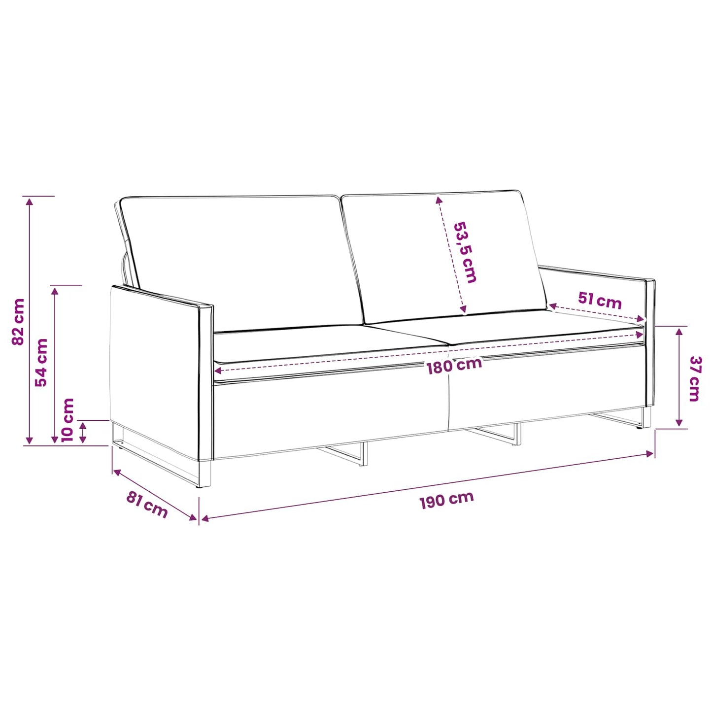 vidaXL Καθιστικό 3 ατόμων Σκούρο Γκρι 190 x 81 x 82 εκ.