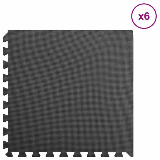 vidaXL Χαλάκι για Πισίνα 6 pcs Μαύρο 2,16 τ.μ. Φελιζόλ EVA