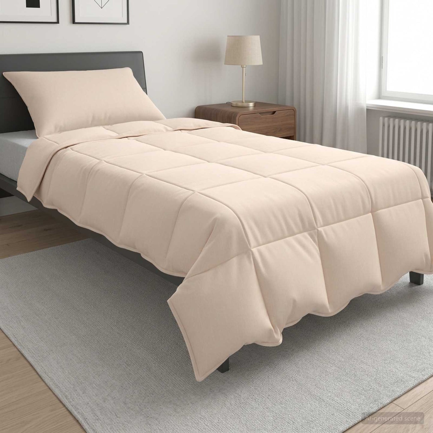 vidaXL Σετ Παπλωμάτων 2 τμχ. 135 x 200 cm Χειμώνας 350 gsm Μπεζ