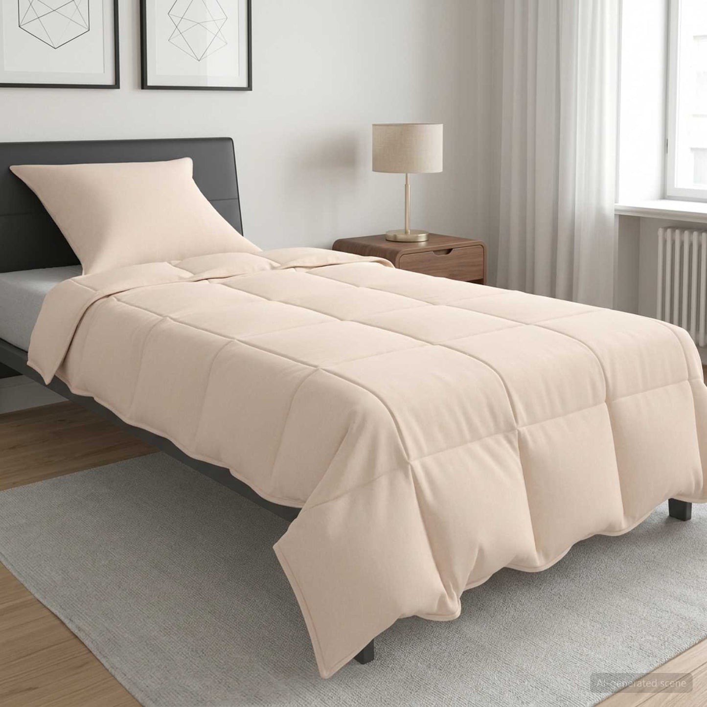 vidaXL Σετ Παπλωμάτων 2 τμχ. 140 x 200 cm Χειμώνας 350 gsm Μπεζ