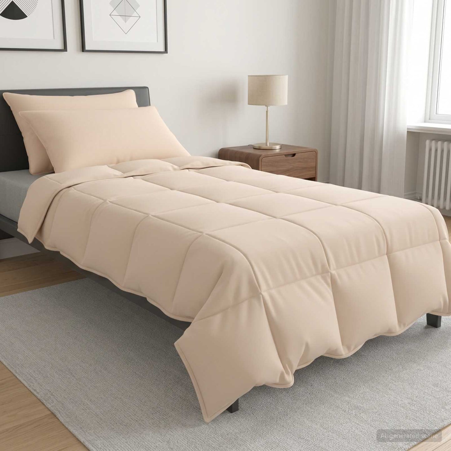 vidaXL Σετ Παπλωμάτων 2 τμχ. 135 x 220 εκ. 250 gsm Φυσικός Καπόκ Μπεζ