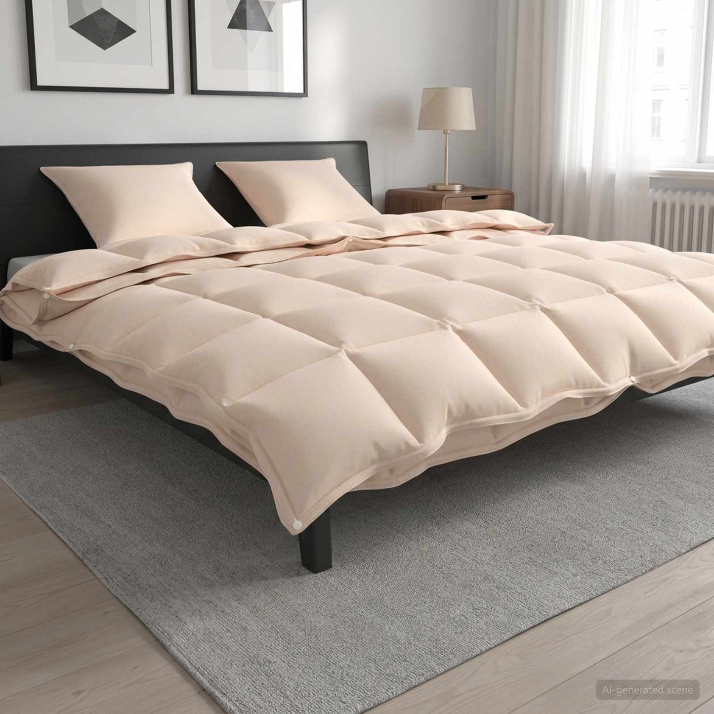 vidaXL Σετ Παπλωμάτων 2 τμχ. 260 x 220 εκ. Καποκ και Πολυεστέρας Μπεζ