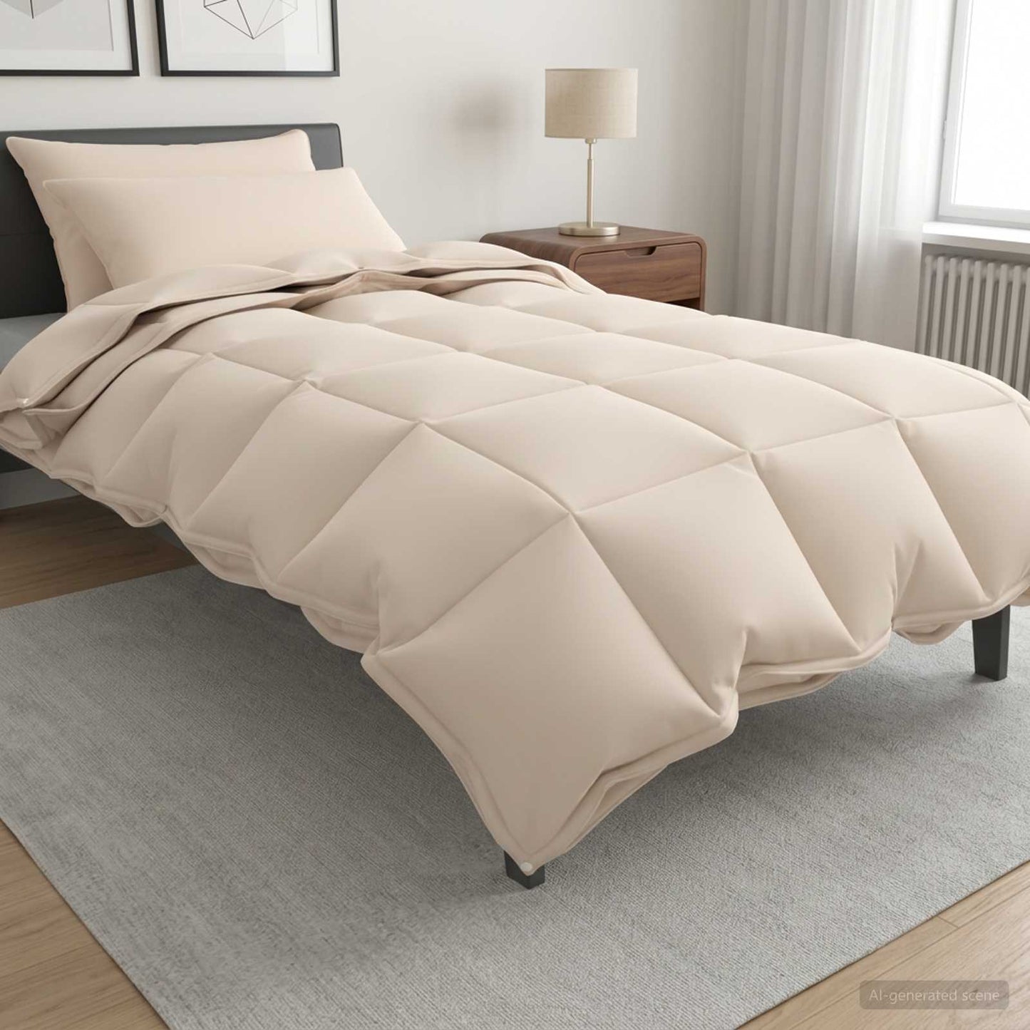 vidaXL Σετ Παπλωμάτων 2 τμχ. 135 x 220 εκ. Καποκ και Πολυεστέρας Μπεζ