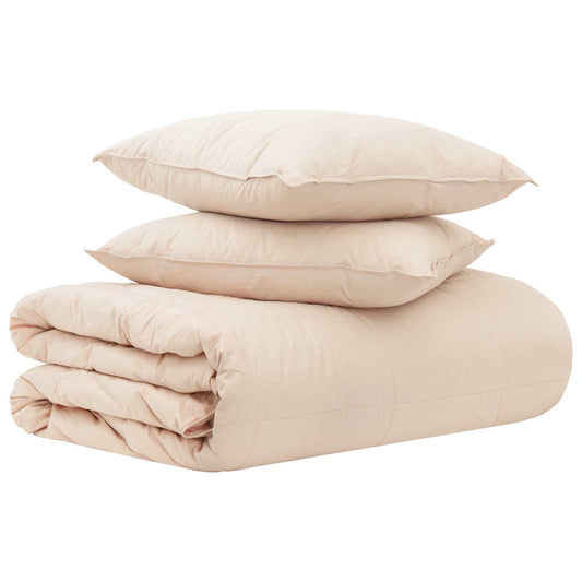 vidaXL Σετ Παπλωμάτων 2 τμχ. 200 x 220 cm Καποκ και Πολυεστέρας Μπεζ