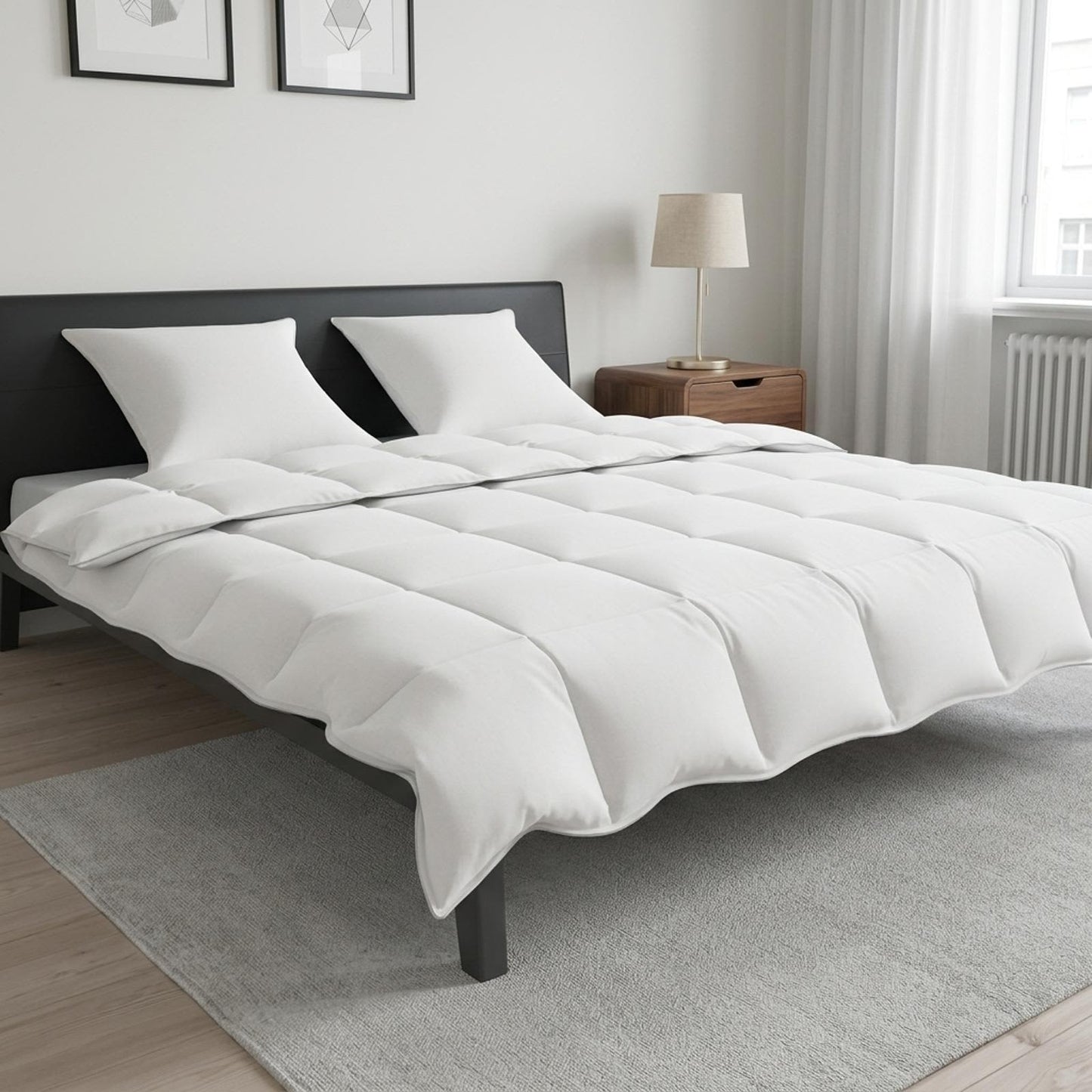 vidaXL Σετ πάπλωμα Λευκό 200 x 200 cm Βαμβάκι, Μπαμπού, Πολυεστέρας