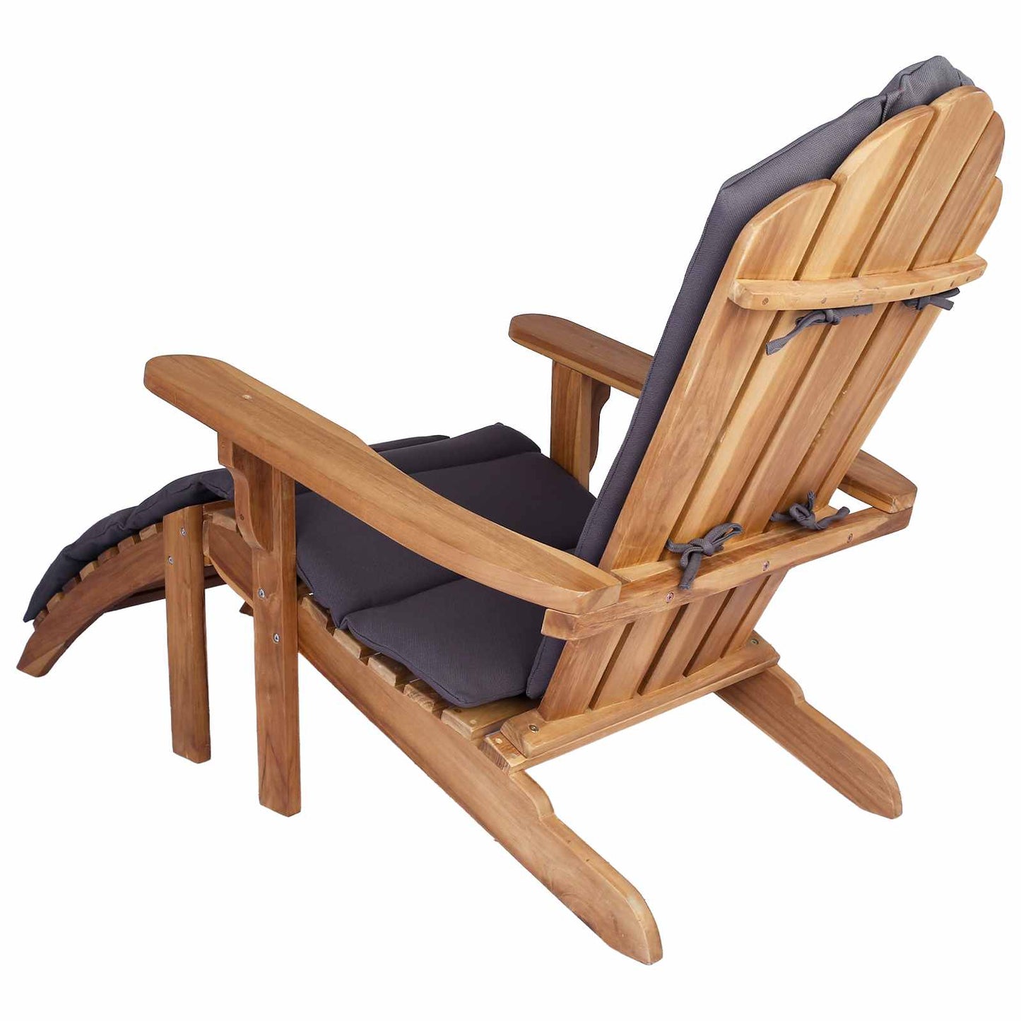 vidaXL Καρέκλα Adirondack Κήπου με Υποπόδιο Φυσικό Στερεό Ξύλο Τίκ