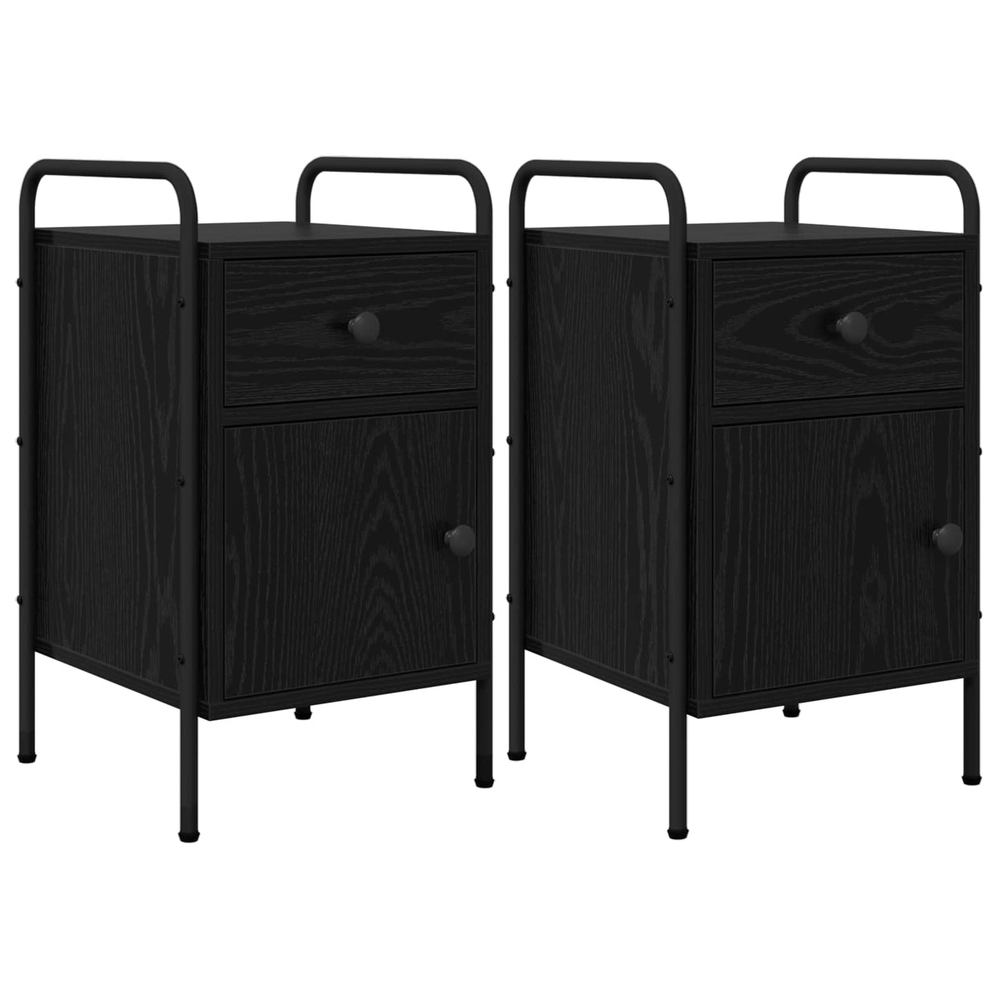 vidaXL Κομοδίνο 2 τμχ. Μαύρη Δρυς 35 x 36,5 x 61 εκ Επεξεργασμένο Ξύλο