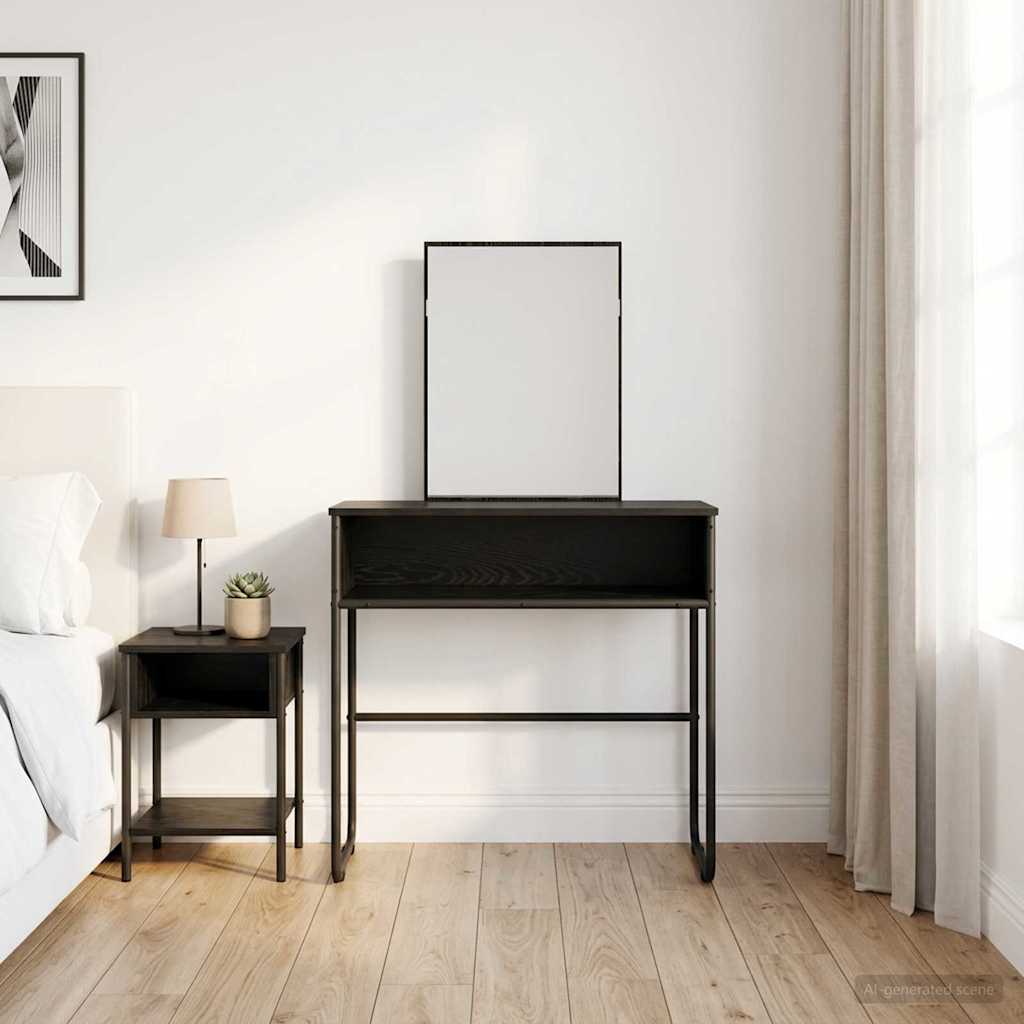vidaXL Τραπέζι περιποίησης με ράφι Μαύρη Δρυς 81 x 40 x 131 εκ