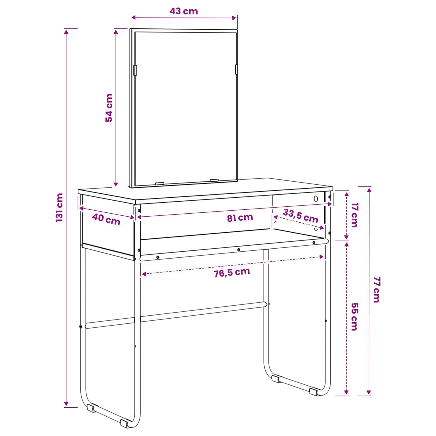 vidaXL Τραπέζι περιποίησης με ράφι Γκρι Sonoma 81 x 40 x 131 εκ