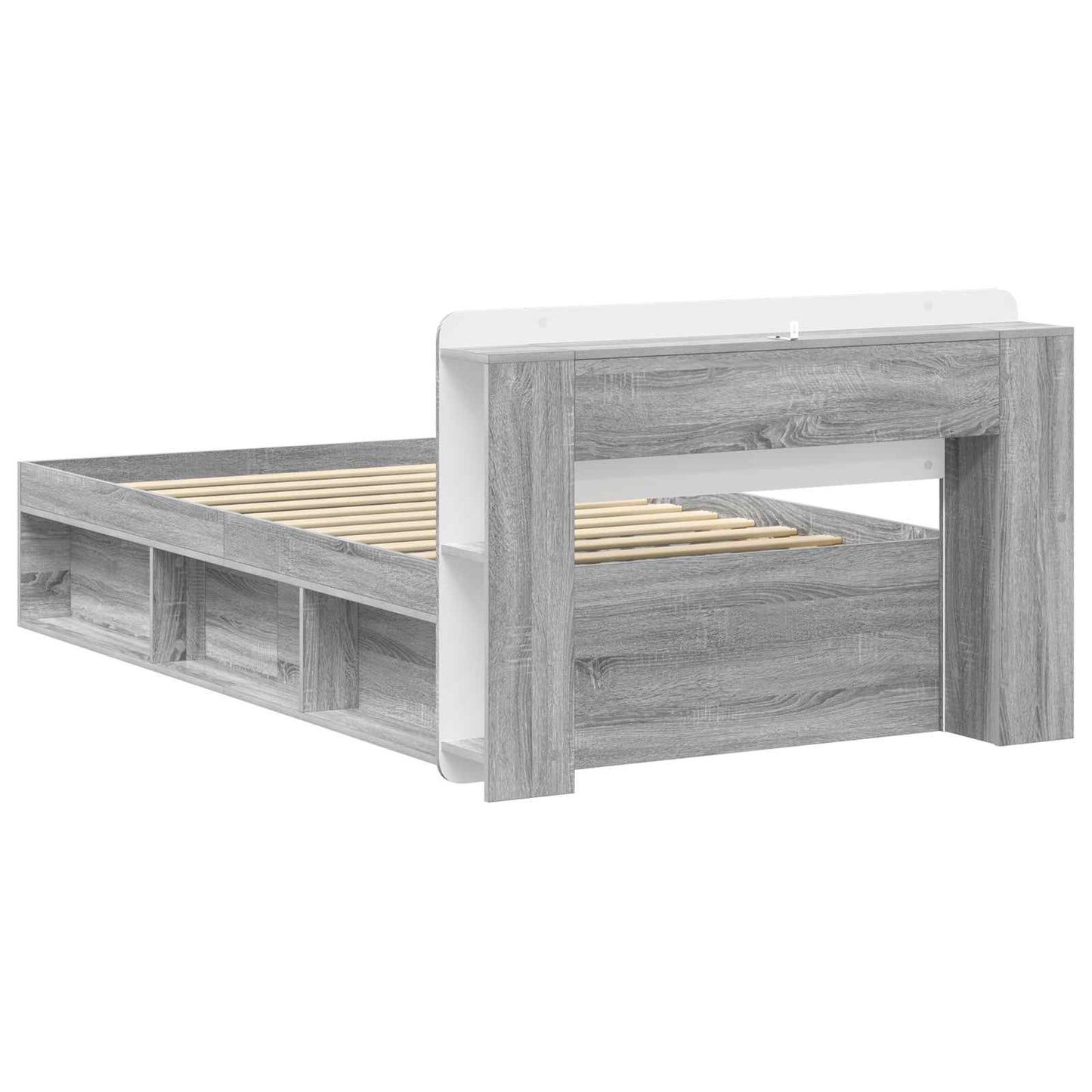 vidaXL Σκελετός κρεβατιού με αποθήκευση Γκρι Sonoma 75 x 190 cm