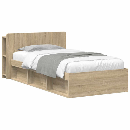 vidaXL Σκελετός κρεβατιού με αποθήκευση Sonoma Δρυς 75 x 190 cm