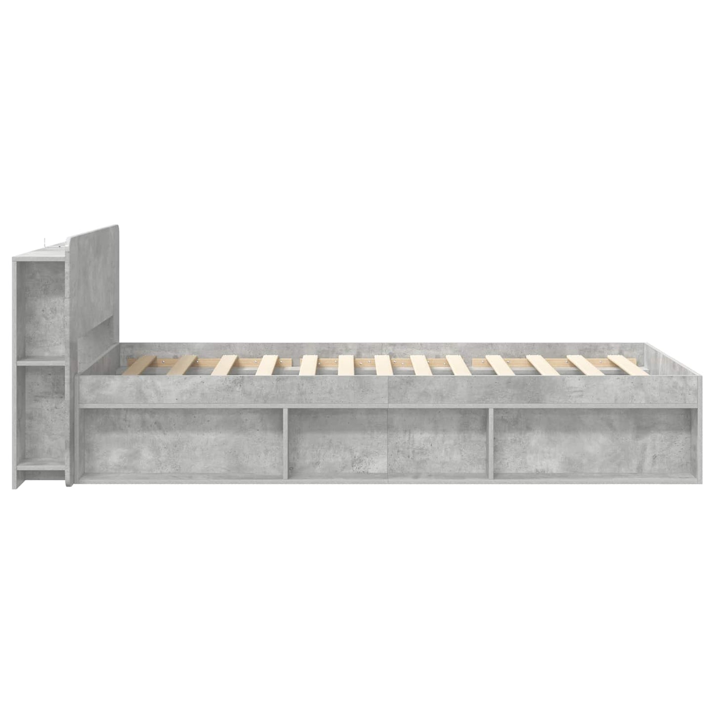 vidaXL Σκελετός κρεβατιού με αποθήκευση Γκρι Σκυροδέματος 90 x 200 cm