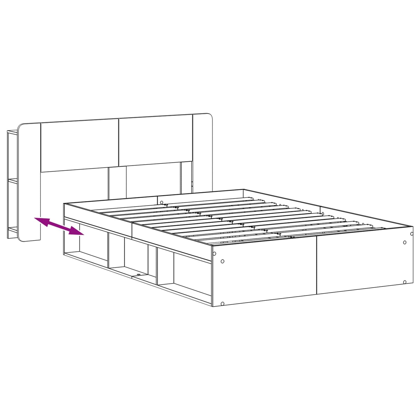 vidaXL Σκελετός κρεβατιού με αποθήκευση Γκρι Sonoma 140 x 190 cm