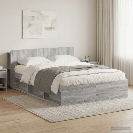 vidaXL Σκελετός κρεβατιού με αποθήκευση Γκρι Sonoma 140 x 200 cm