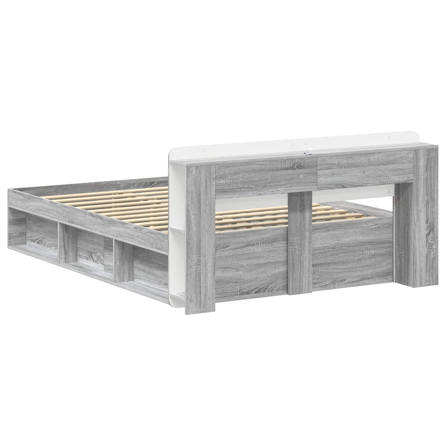 vidaXL Σκελετός κρεβατιού με αποθήκευση Γκρι Sonoma 140 x 200 cm