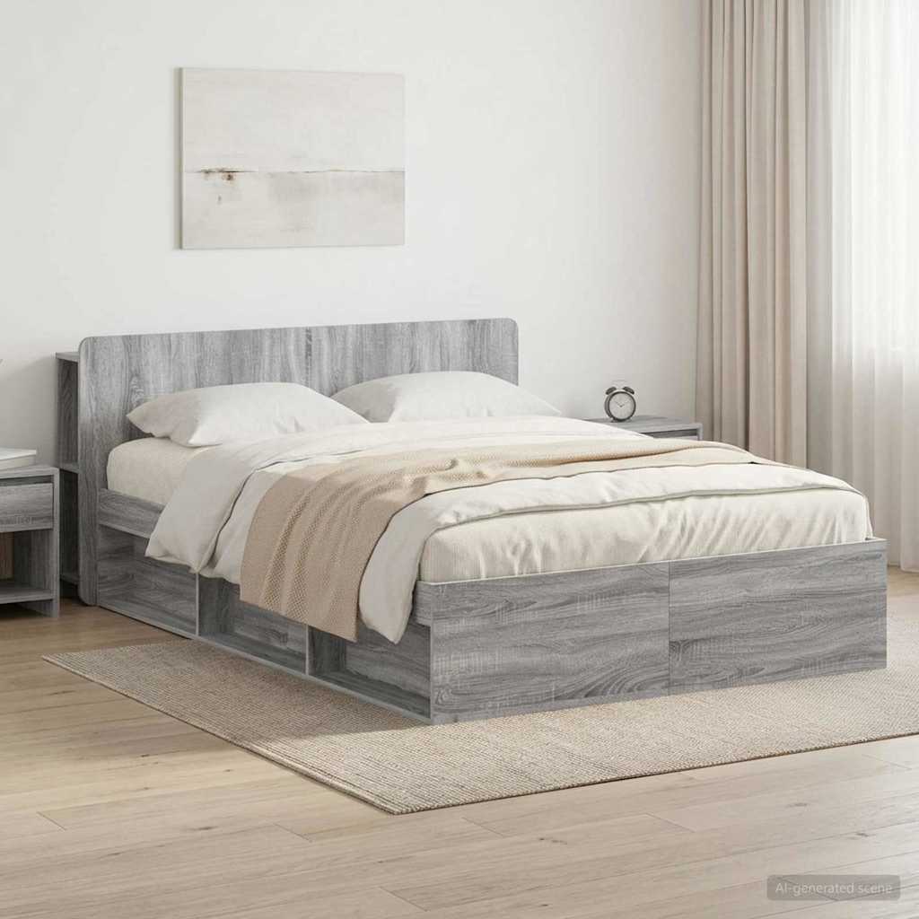 vidaXL Σκελετός κρεβατιού με αποθήκευση Γκρι Sonoma 150 x 200 cm