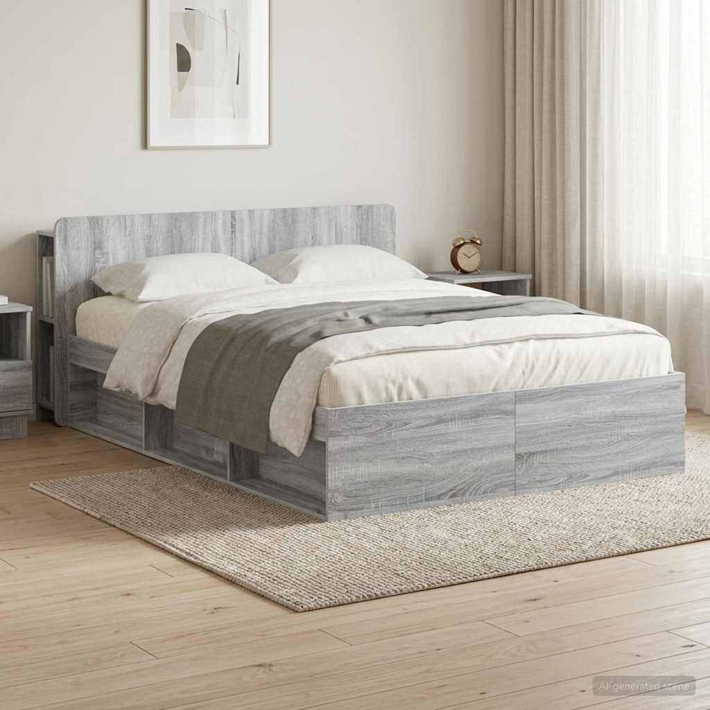 vidaXL Σκελετός κρεβατιού με αποθήκευση Γκρι Sonoma 160 x 200 cm