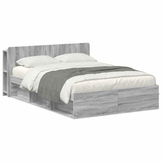 vidaXL Σκελετός κρεβατιού με αποθήκευση Γκρι Sonoma 160 x 200 cm
