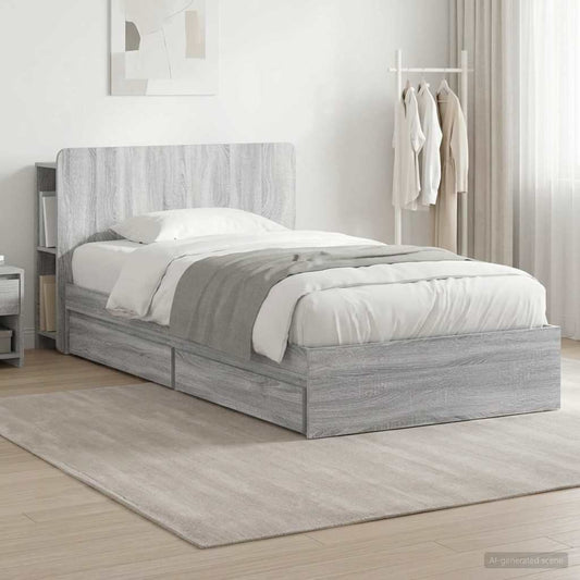 vidaXL Σκελετός κρεβατιού με αποθήκευση Γκρι Sonoma 75 x 190 cm