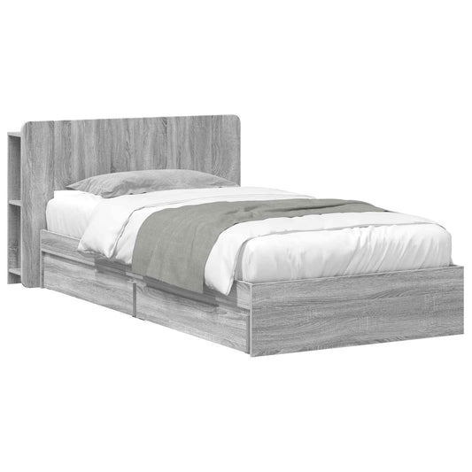 vidaXL Σκελετός κρεβατιού με αποθήκευση Γκρι Sonoma 75 x 190 cm
