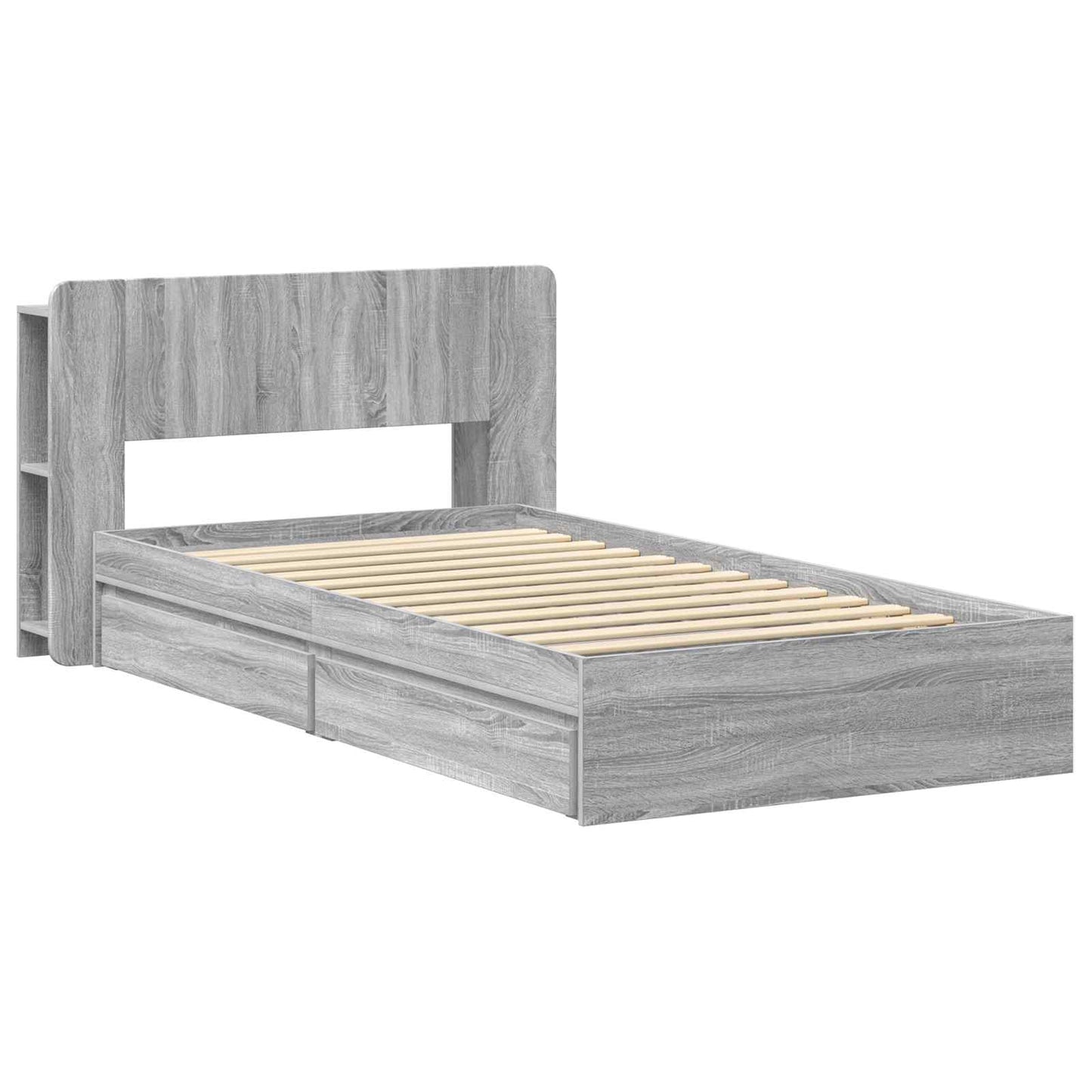vidaXL Σκελετός κρεβατιού με αποθήκευση Γκρι Sonoma 75 x 190 cm