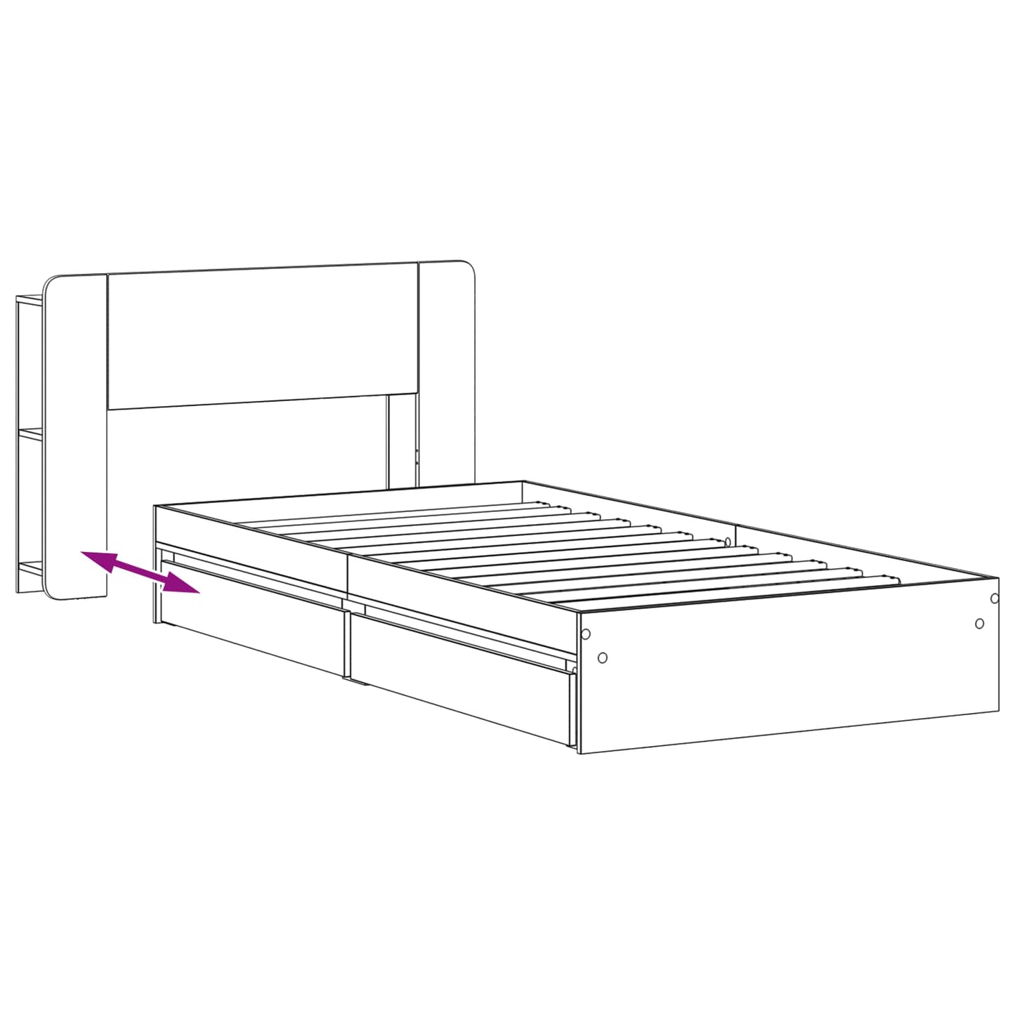 vidaXL Σκελετός κρεβατιού με αποθήκευση Γκρι Sonoma 75 x 190 cm