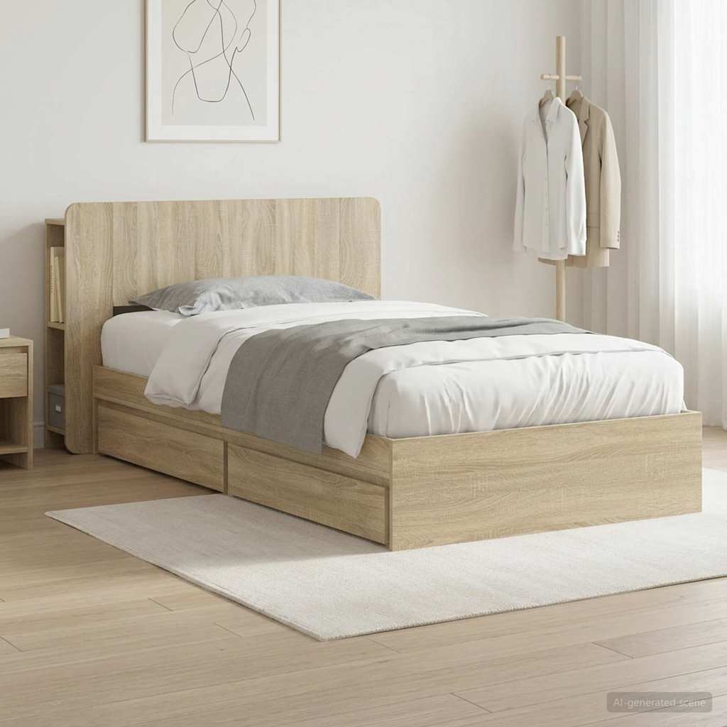 vidaXL Σκελετός κρεβατιού με αποθήκευση Sonoma Δρυς 100 x 200 cm