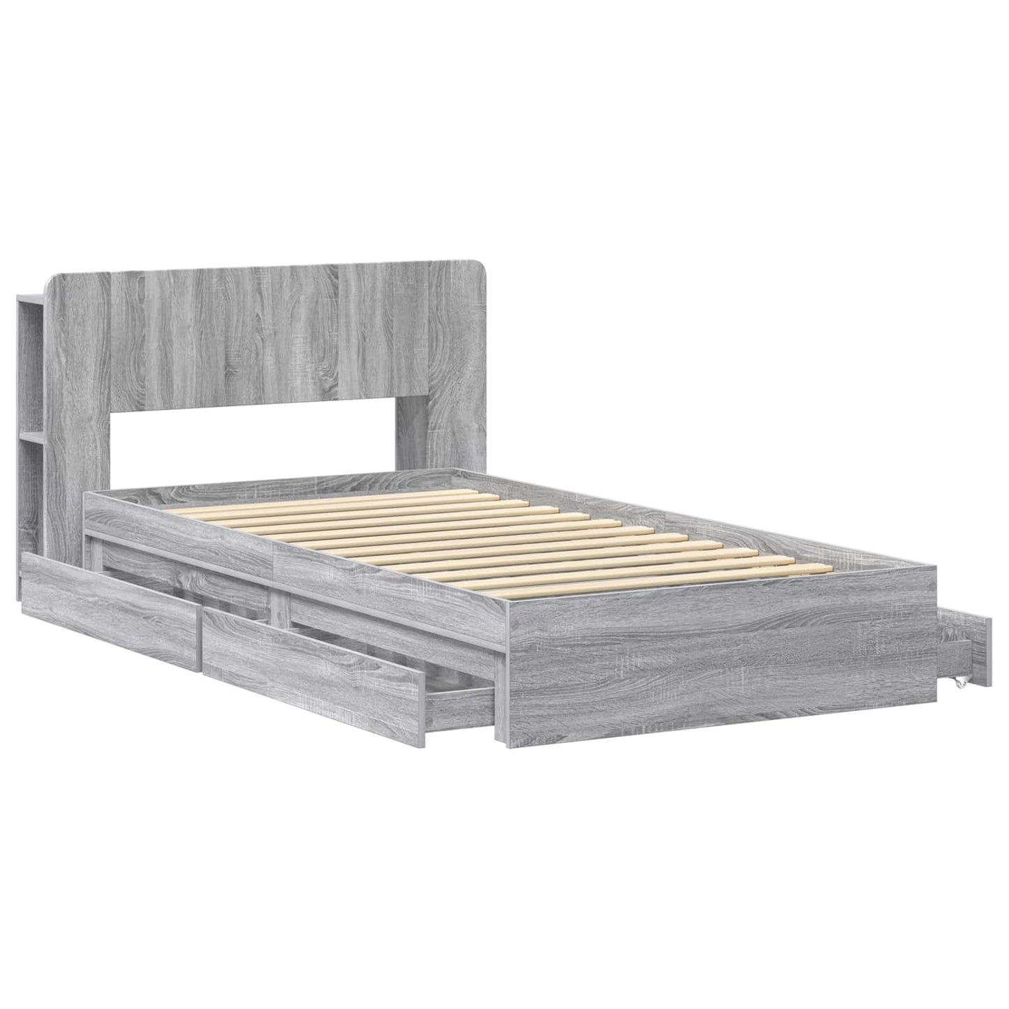 vidaXL Σκελετός κρεβατιού με αποθήκευση Γκρι Sonoma 90 x 200 cm