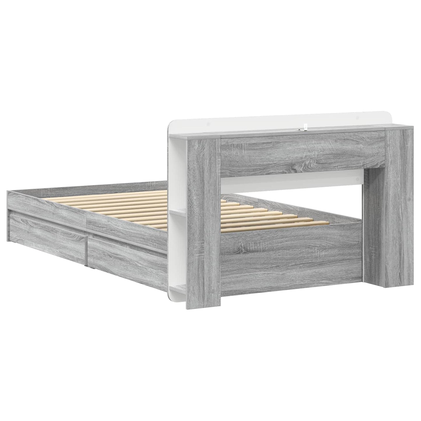 vidaXL Σκελετός κρεβατιού με αποθήκευση Γκρι Sonoma 90 x 200 cm