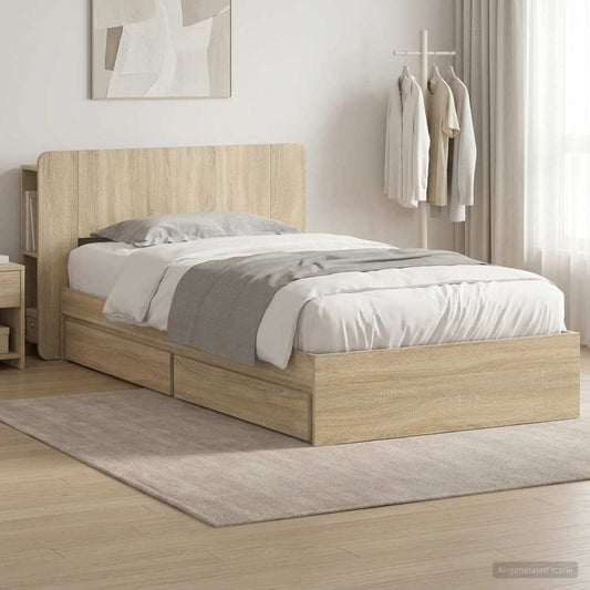 vidaXL Σκελετός κρεβατιού με αποθήκευση Sonoma Δρυς 90 x 200 cm