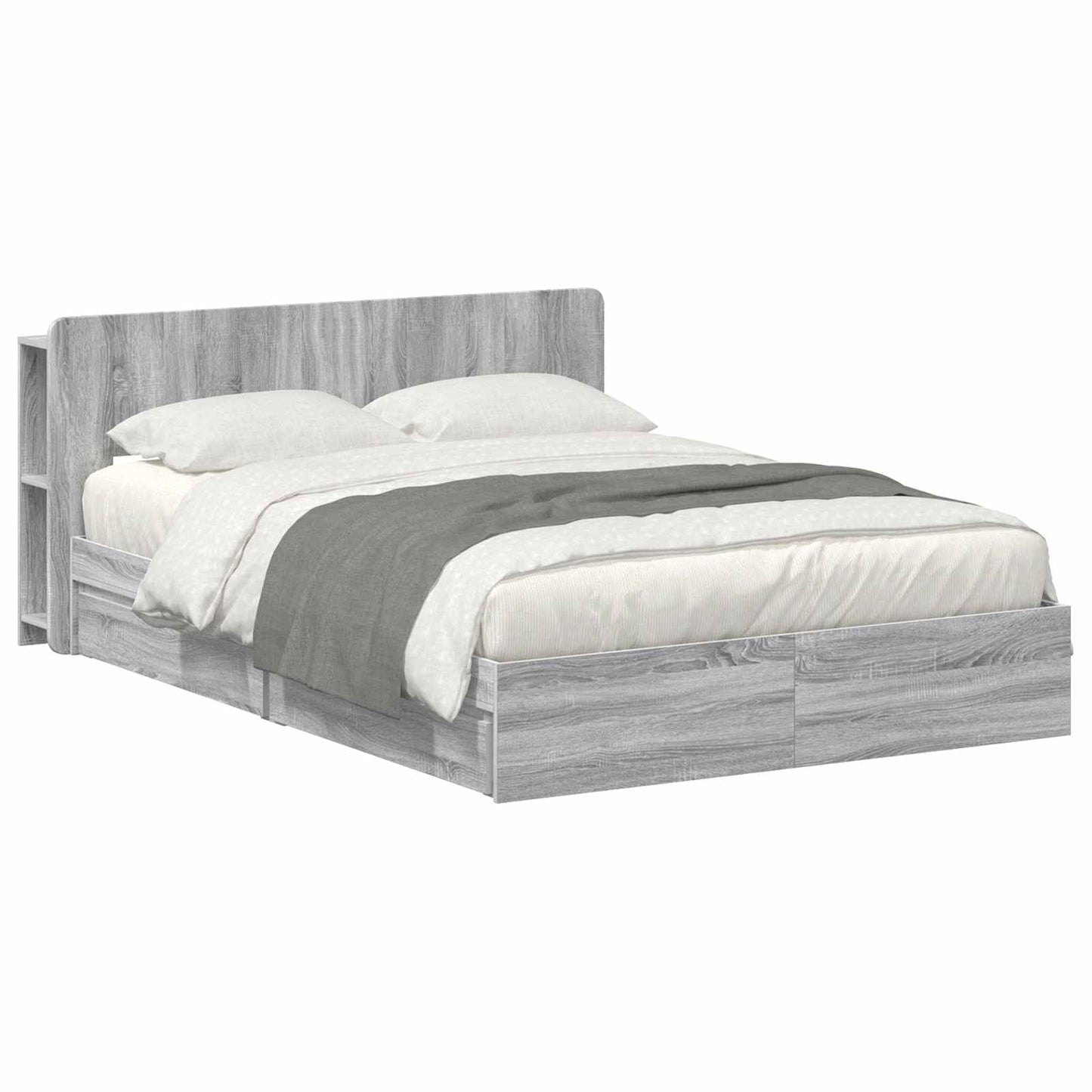 vidaXL Σκελετός κρεβατιού με αποθήκευση Γκρι Sonoma 140 x 200 cm
