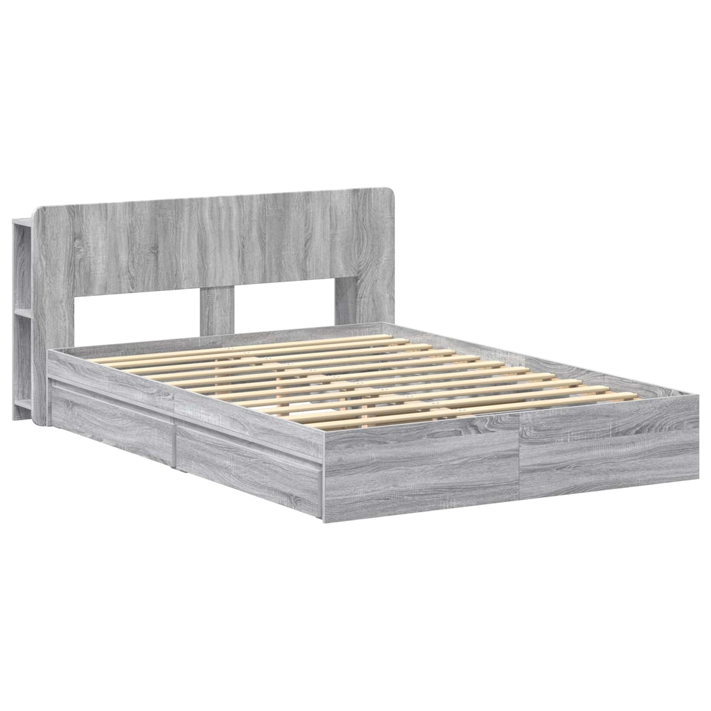 vidaXL Σκελετός κρεβατιού με αποθήκευση Γκρι Sonoma 140 x 200 cm