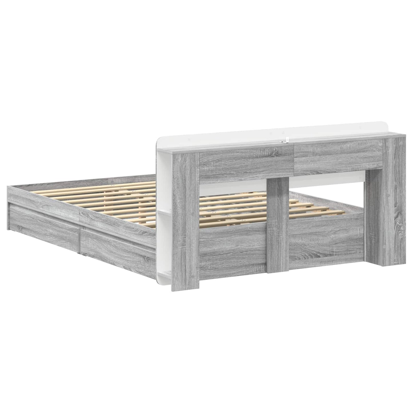 vidaXL Σκελετός κρεβατιού με αποθήκευση Γκρι Sonoma 140 x 200 cm