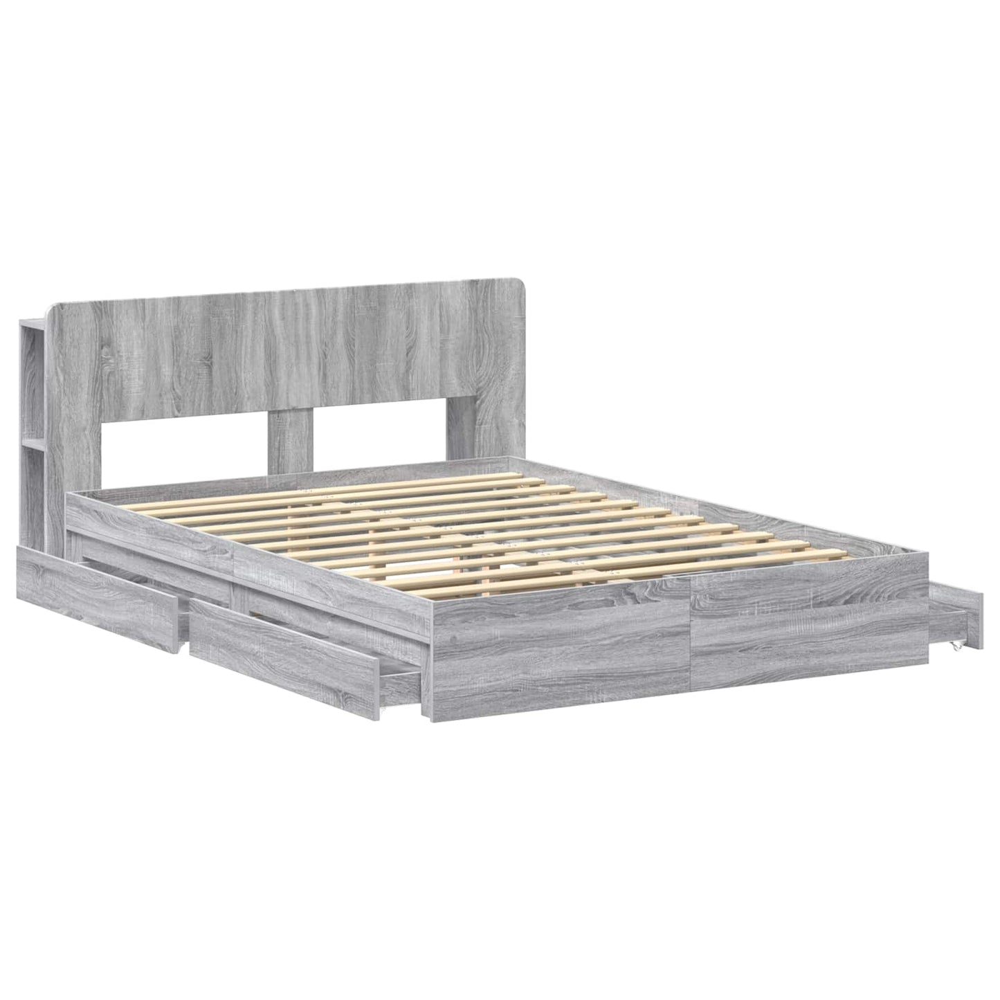 vidaXL Σκελετός κρεβατιού με αποθήκευση Γκρι Sonoma 150 x 200 cm